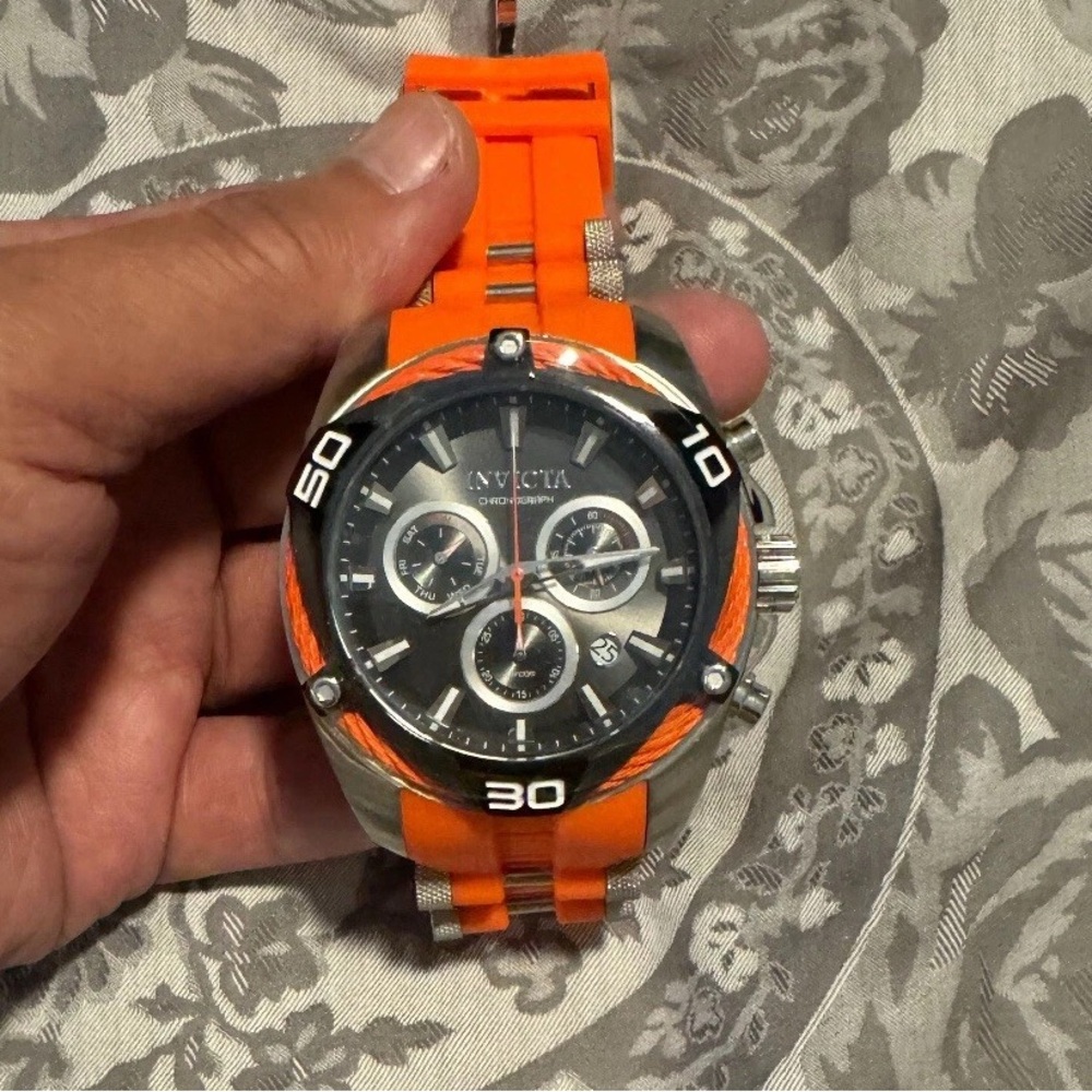 Invicta Orange and Silver Chronograph Watch